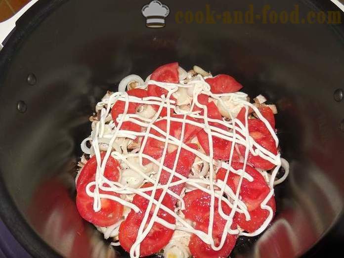 Vegetabilske gryderet med svampe og kartofler i multivarka - hvordan man kan tilberede grøntsager gryderet - opskrift med fotos - trin for trin