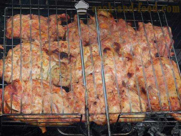 Grill kylling på grillen - lækre og saftige skewers af kylling i tomatsovs - en trin for trin opskrift fotos
