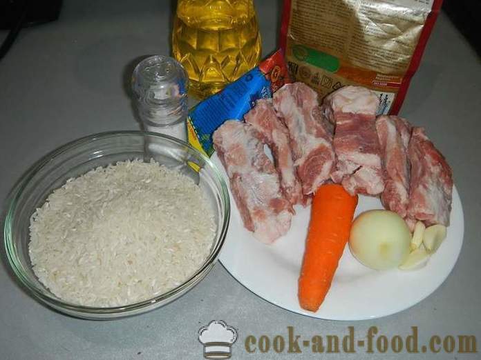 Svinekød kød og sprød ris i multivarka - hvordan man laver ris med kød i multivarka, skridt for skridt opskrift med fotos.