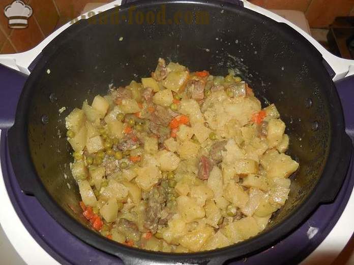 Vegetabilske gryderet i multivarka, med kød og kartofler - hvordan at lave mad oksekød gryderet i multivarka, skridt for skridt opskrift med fotos.