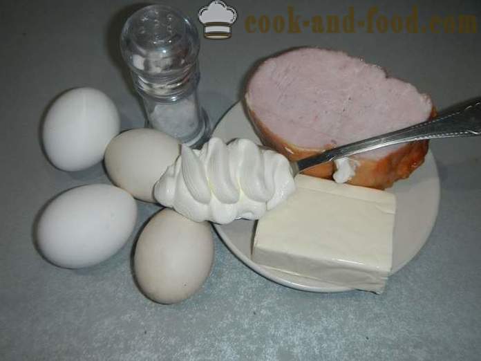 Roll af omelet med flødeost, og stør - hvordan at lave mad omletny rulle med fyld, en trin for trin opskrift med fotos.