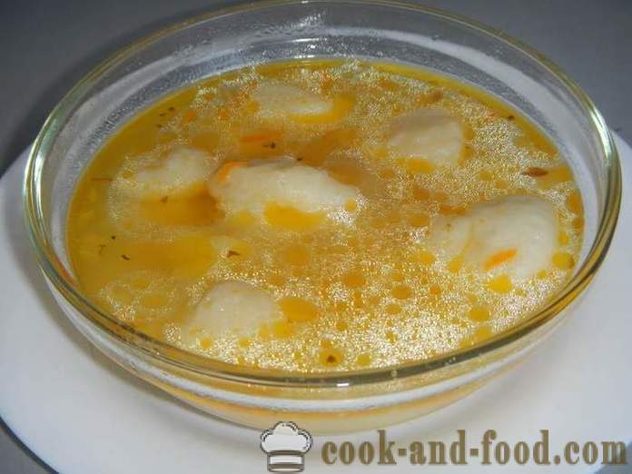 Suppe med dumplings og kylling - hvordan man laver melboller til suppe, en trin for trin opskrift fotos