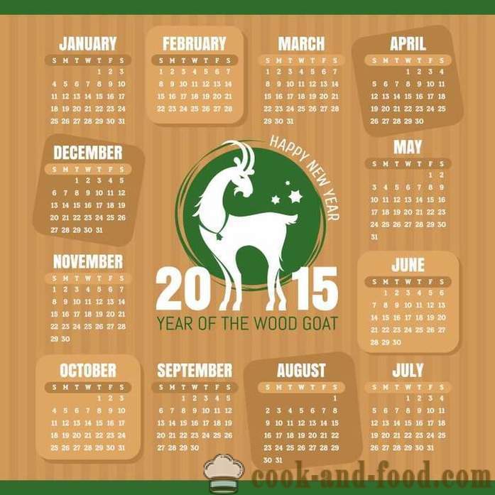 Kalender for 2015 Year of the Goat (Sheep): download gratis julekalender med geder og får.