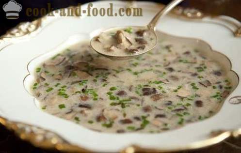 Mushroom suppe med svampe og kartofler - lækre, hurtige og tilfredsstillende. Opskrift med fotos.