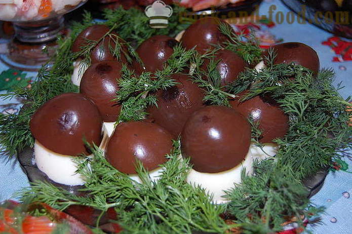 Fyldte æg med ost og hvidløg - kolde retter, opskriften med et foto
