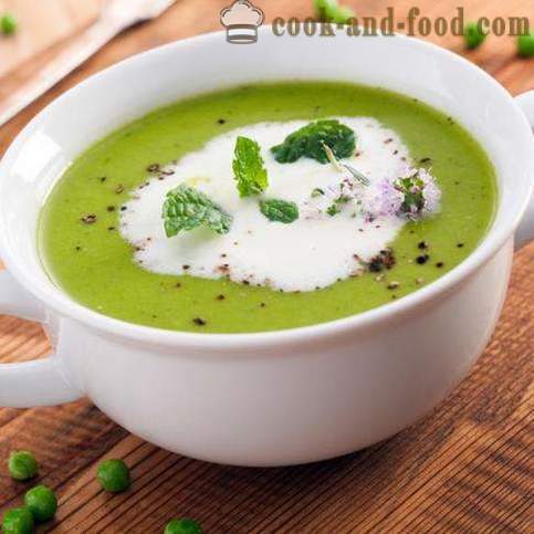 Suppe af grønne ærter: tre oprindelige opskrift